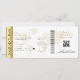 Boarding Pass Hochzeit in Urlaubsort QR-Code UAwg Einladung