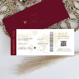 Boarding Pass Hochzeit in Urlaubsort QR-Code UAwg Einladung
