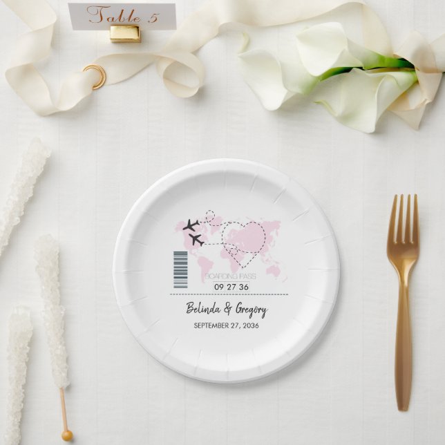 Boarding-Pass-Hochzeit Pappteller (Hochzeit)