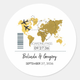 Boarding-Pass-Hochzeit Runder Aufkleber