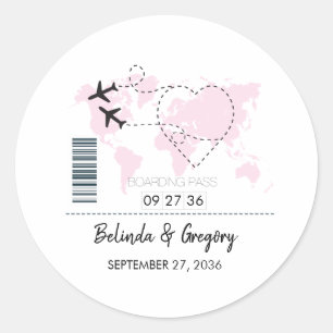 Boarding-Pass-Hochzeit Runder Aufkleber