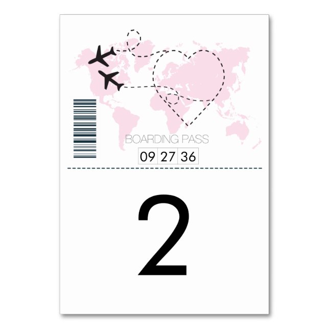 Boarding-Pass-Hochzeit Tischnummer (Vorderseite)