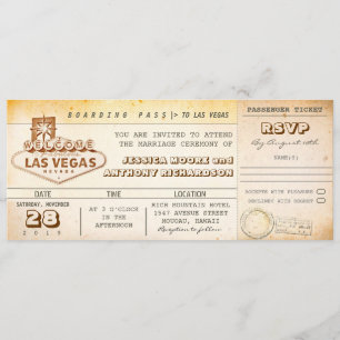 Boarding Pass Hochzeitskarten Einladung LAS VEGAS