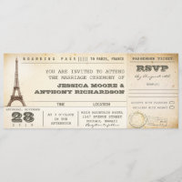 Boarding Pass Hochzeitskarten - Einladungen PARIS