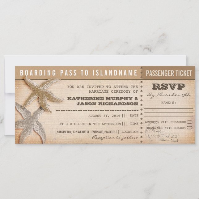 Boarding Pass Hochzeitskarten mit uAwg Einladung (Vorderseite)