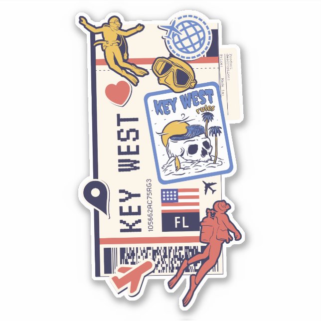 BOARDING PASS KEY WEST FLORIDA USA AUFKLEBER (Vorderseite)
