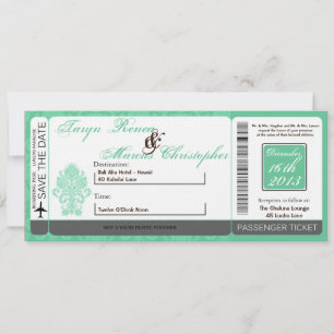 Boarding Pass Linen Hochzeit Einladung Damaskenmin