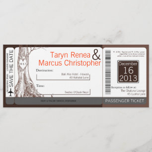 Boarding Pass Linen Hochzeit Einladung Tree