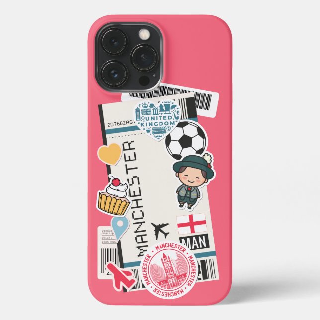 BOARDING PASS MANCHESTER, ENGLAND iPhone FALL iPhone 13 Pro Max Hülle (Rückseite)