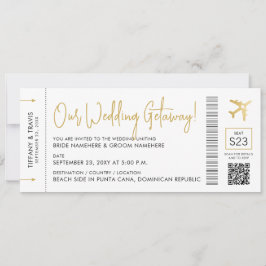 Boarding-Pass mit QR-Code-Hochzeit in Urlaubsort Einladung