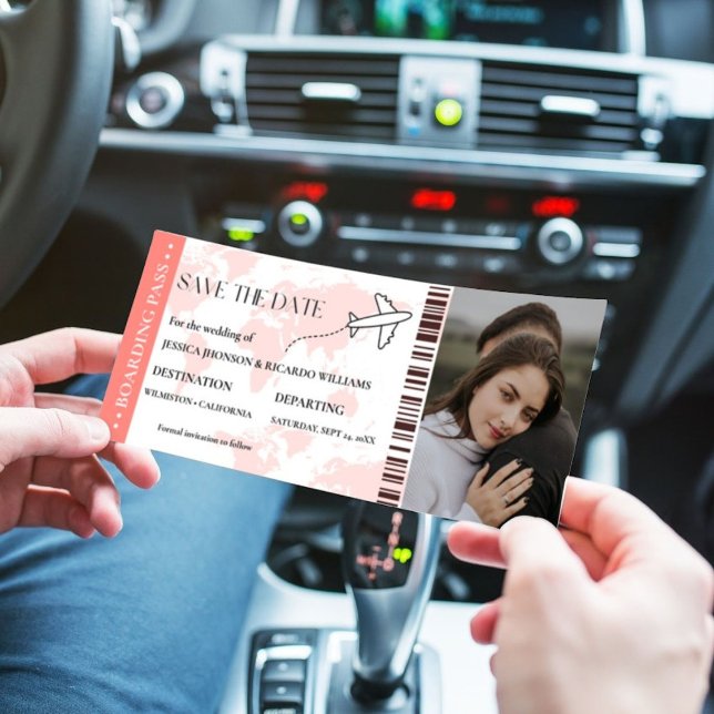 Boarding Pass Monogramm Save the Date Ticket (Von Creator hochgeladen)