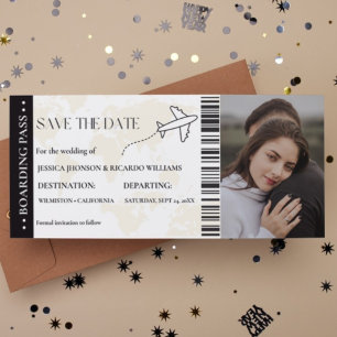 Boarding Pass Monogramm Save the Date Ticket