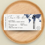 Boarding Pass Navy Blue Map Reise Save the Date<br><div class="desc">"Adventure Awarits: Boarding Pass Save the Date Cards" Vorbereitung auf eine Reise der Liebe mit unserem Boarding Pass Speichern Sie die Date Cards, die so gestaltet sind, wie die tatsächlichen Boarding Pässe, und mit eleganten marineblauen Elementen verziert. Diese Karten sind Ihre Einladung zu einer Reise durch die Liebe und eignen...</div>