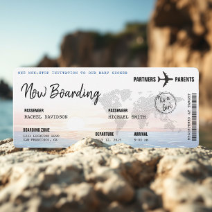 Boarding Pass Ocean Sunset Baby Dusche Einladung