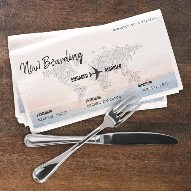 Boarding Pass Ocean Sunset Hochzeit in Urlaubsort Serviette (Boarding Pass Ocean Sunset Destination Wedding Paper Guest Towels
)