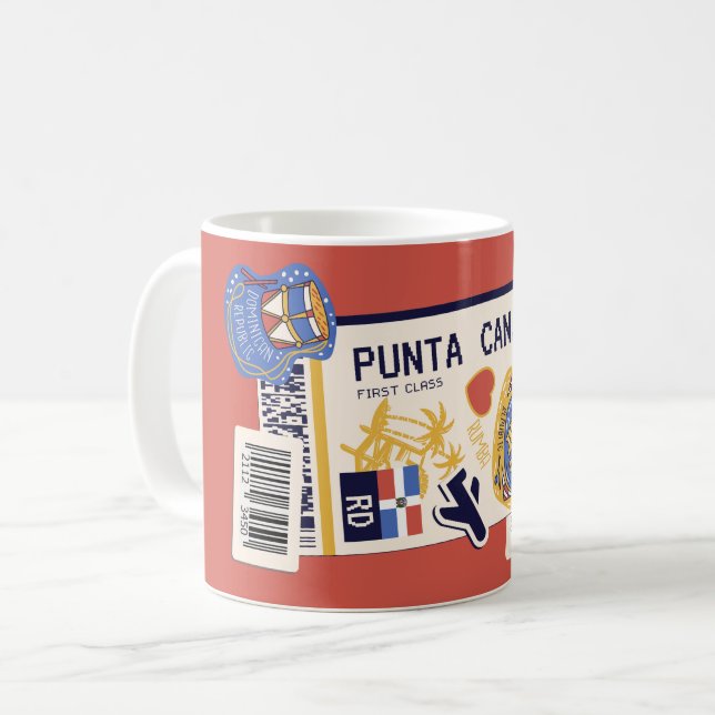BOARDING PASS PUNTA CANA DOMINIKANISCHE REPUBLIK KAFFEETASSE (Vorderseite Links)