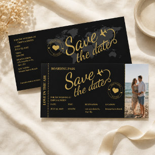 Boarding Pass Reise Sparen Sie das Datum Hochzeit Save The Date
