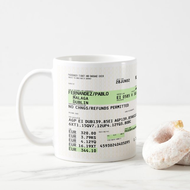 Boarding Pass - Retro Kaffeetasse (Mit Donut)