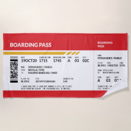 Boarding Pass - Rot Strandtuch