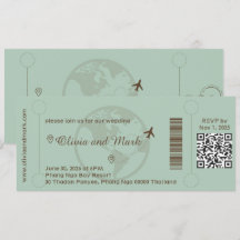 Boarding Pass RSVP Card - Sage & Beige