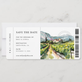 Boarding Pass Rustikale Weinkellerei Landschaft Ho Save The Date