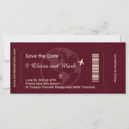Boarding Pass Save the Date - Burgund & Champagne