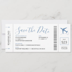 Boarding Pass Save the Date Einladung Blaues Flugz