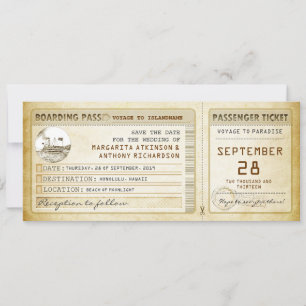 Boarding Pass Save the Date Fahrkarten mit Schiff