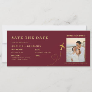 Boarding Pass Save-the-Date   Hochzeit im Ausland  Einladung