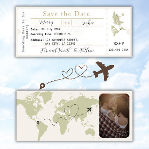 Boarding Pass Save the Date Ticket Boho Einladung