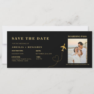 Boarding Pass Save the Date   Zielort-Hochzeit  Einladung