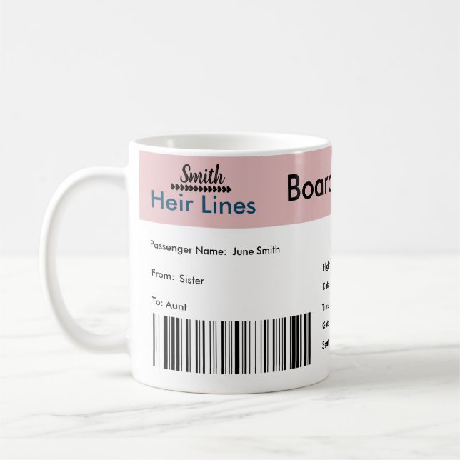 Boarding Pass Schwangerschaft/Adoption Ankündigung Kaffeetasse (Links)