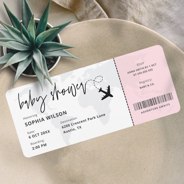 Boarding Pass Travel Baby Girl Babydusche Einladung (Von Creator hochgeladen)