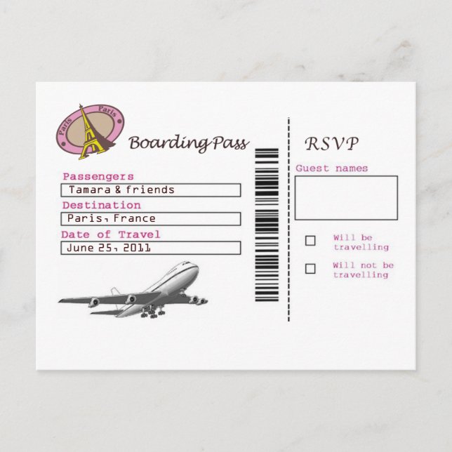 Boarding Pass UAWG Einladungspostkarte (Vorderseite)