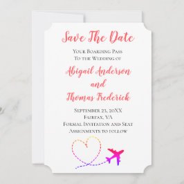 Boarding Pass Zielflugzeug Herzhochzeit Save The Date