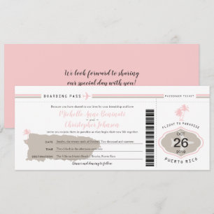 Boarding Pink Palm Tree Pass - Rico Hochzeit Einladung