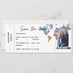 Boarding-Ticket Save the Date mit Foto Einladung