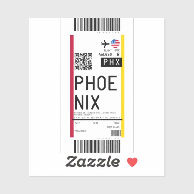 Boarding-Übergabe an Phoenix (PHX)-Aufkleber Aufkleber (Blatt)