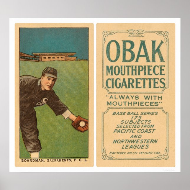 Boardman Sacramento Baseball 1910 Poster (Vorne)