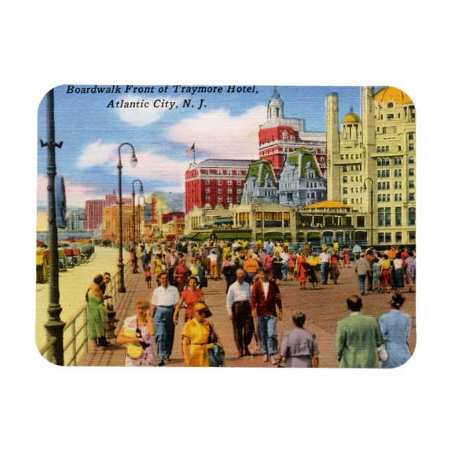 Boardwalk, Atlantic City Vintag Magnet (Horizontal)