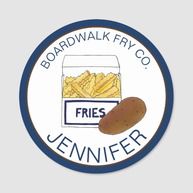 Boardwalk Beach Frips Pommes frites Pommes frites  Namensschild (Vorderseite)