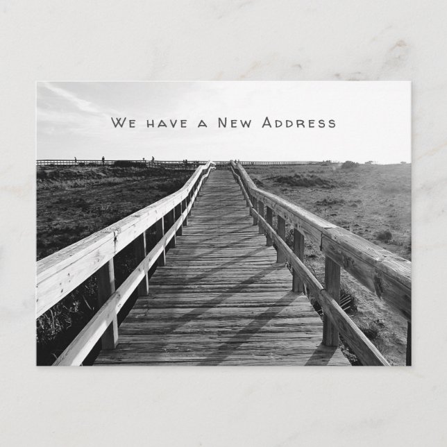 Boardwalk Black in White New Address Postkarte (Vorderseite)