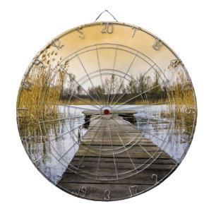 Boardwalk Dock am Fluss Ukraine Dartscheibe