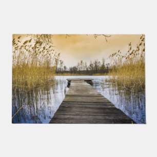 Boardwalk Dock am Fluss Ukraine Fußmatte
