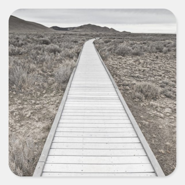 Boardwalk durch die Wüste Quadratischer Aufkleber (Vorderseite)