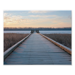 Boardwalk Fluss und Feuchtgebiete bei Sonnenaufgan Fotodruck