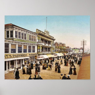 Boardwalk in Atlantic City, 1900 Poster