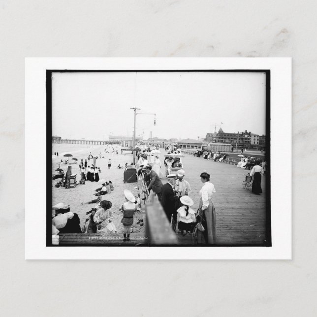 Boardwanderung & Strand, Asbury Park, NJ Vintag Postkarte (Vorderseite)