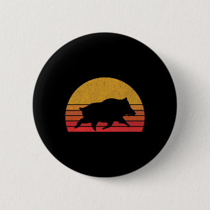 Boarenjagd - Retro Sunset Wild Schweine Boar Hunte Button
