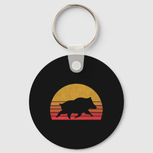 Boarenjagd - Retro Sunset Wild Schweine Boar Hunte Schlüsselanhänger